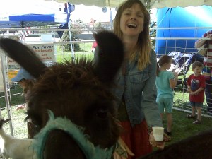 Katie in the petting zoo